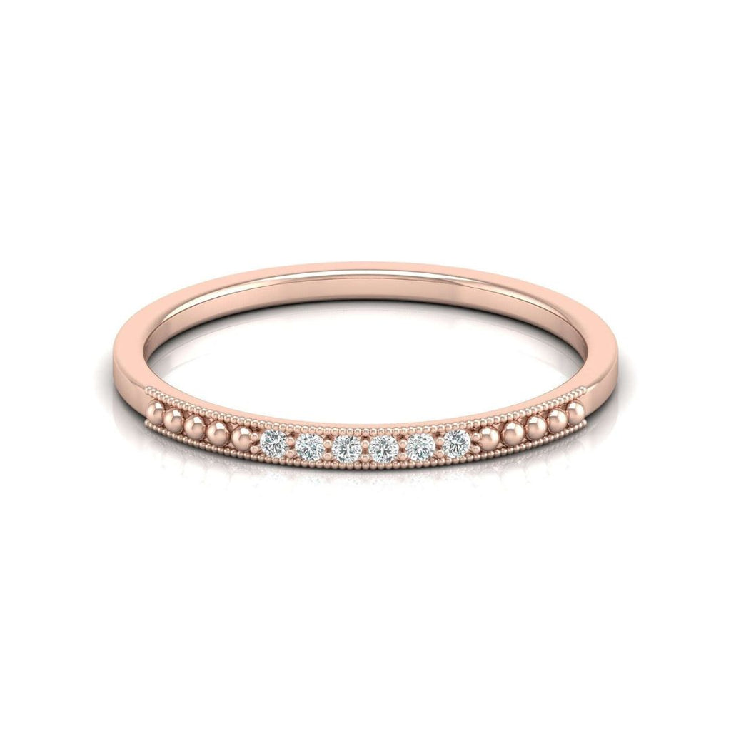 Minimal beaded diamond wedding band