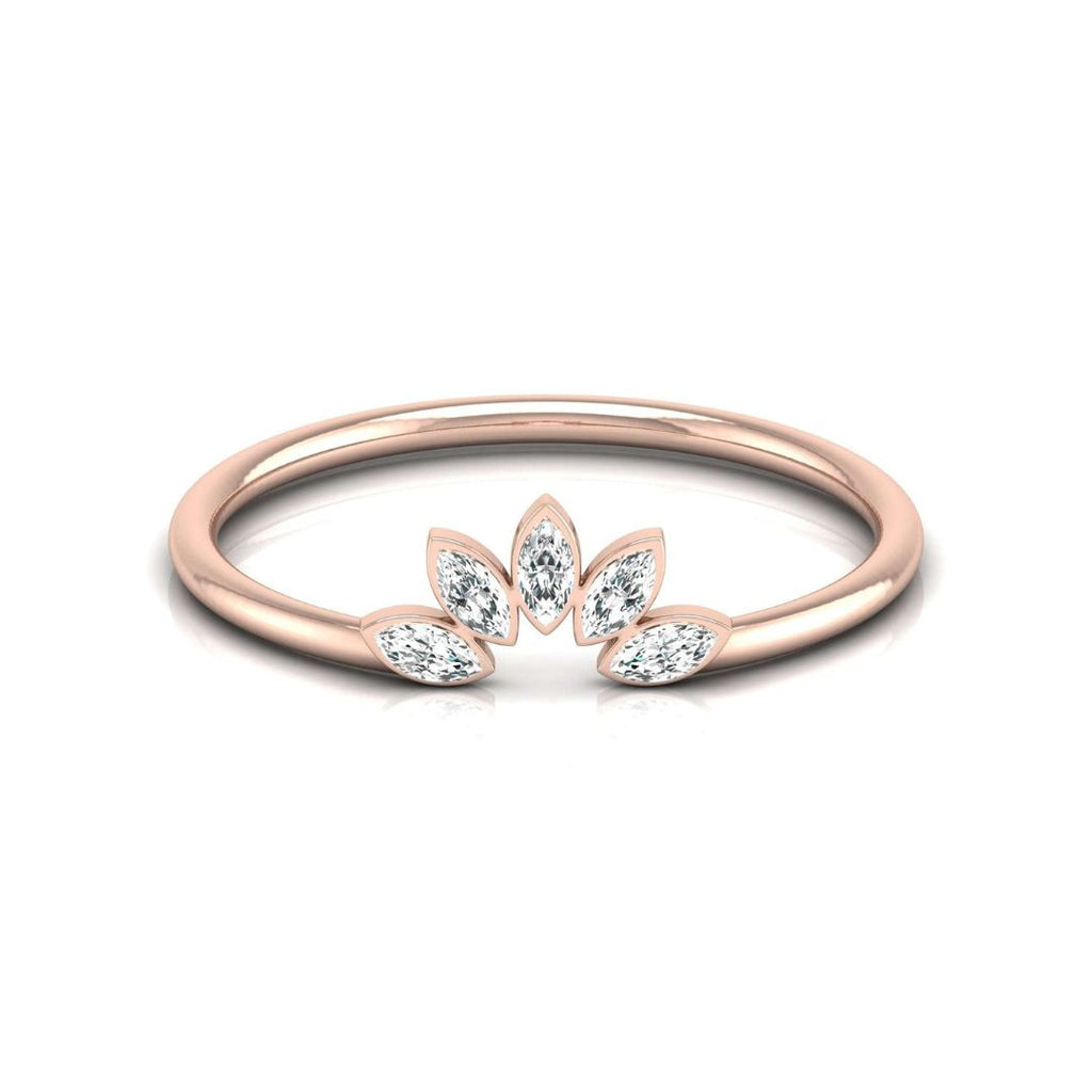 Leaf shape diamond ring for women in rose gold