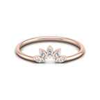 Leaf shape diamond ring for women in rose gold