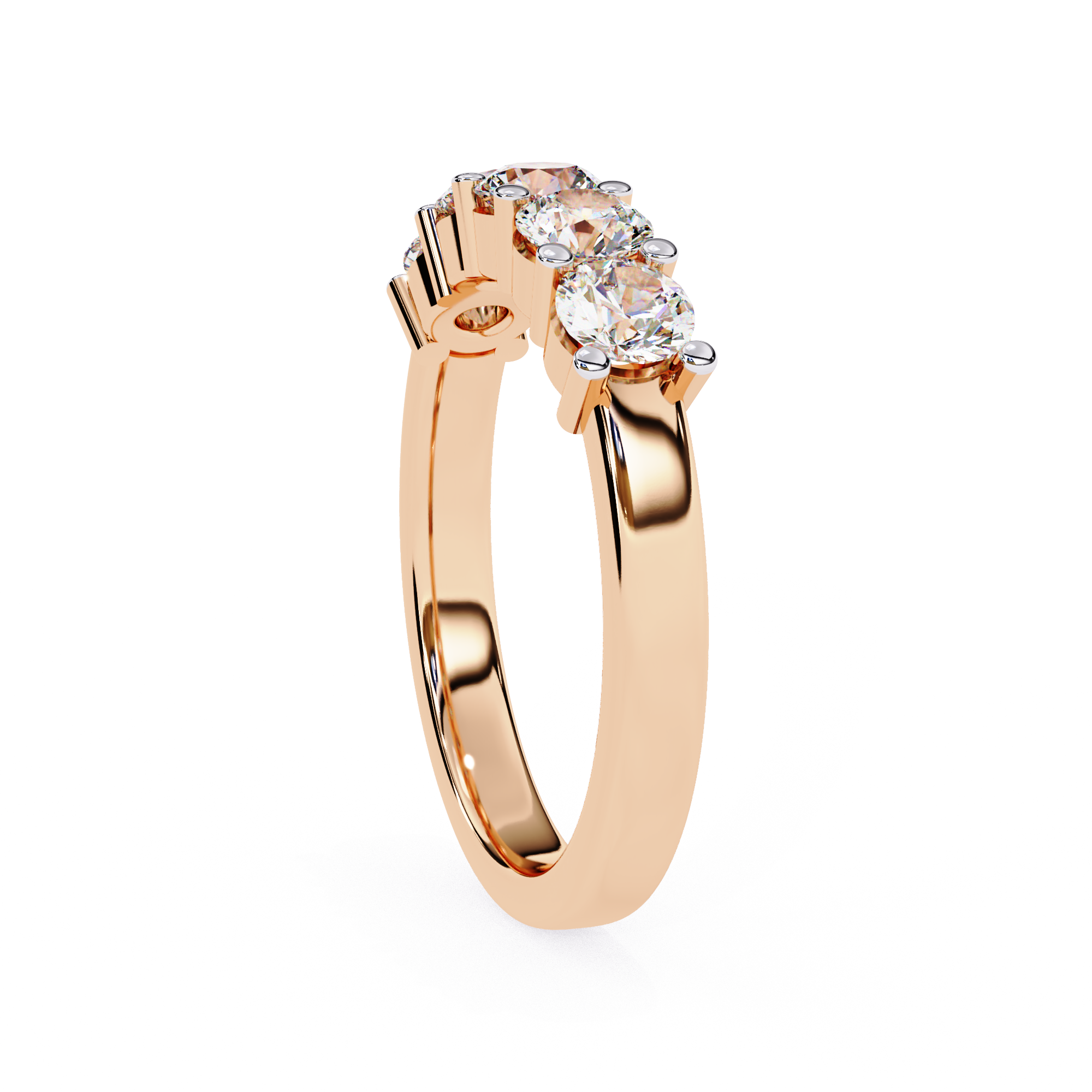 Geometric five diamond band with classic rose gold finish
