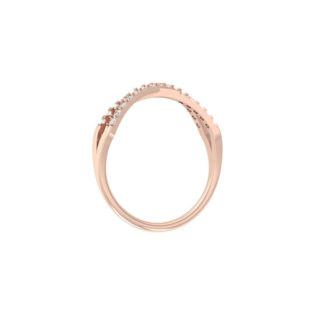 Crossover Round Diamond Band Ring in Gold