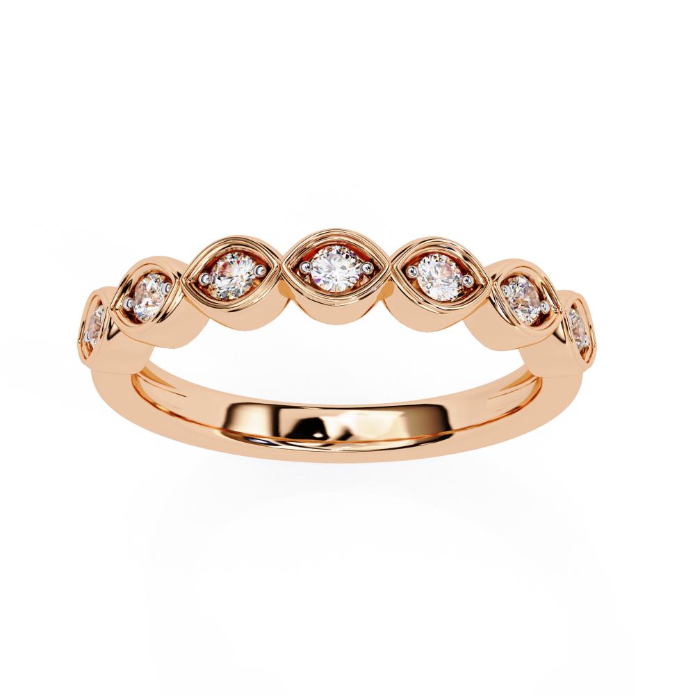 Geometric marquise diamond band unique wave style