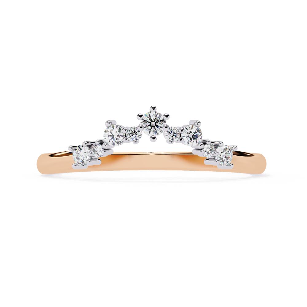Geometric crown style diamond band in rose gold