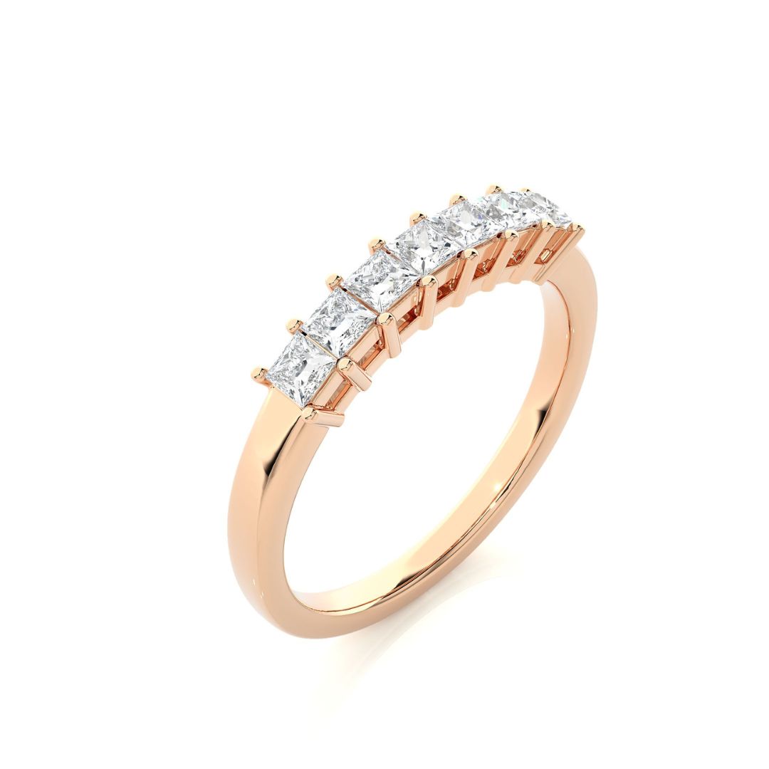 Princess-Cut Half Eternity Diamond Band in Rose Gold