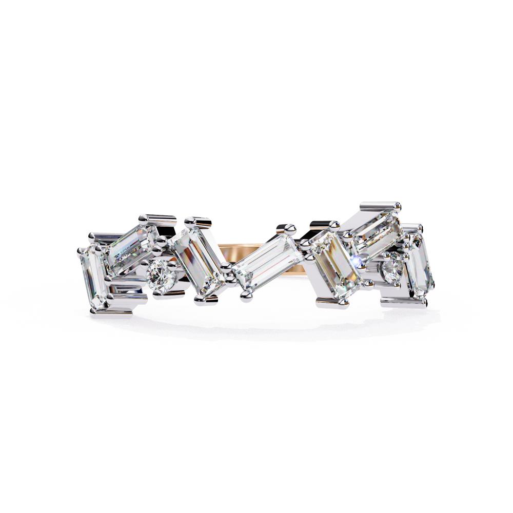 Geometric Diamond Band with Baguette & Round Cuts in Rose Gold