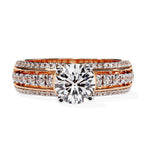 Triple-row diamond engagement band in rose gold