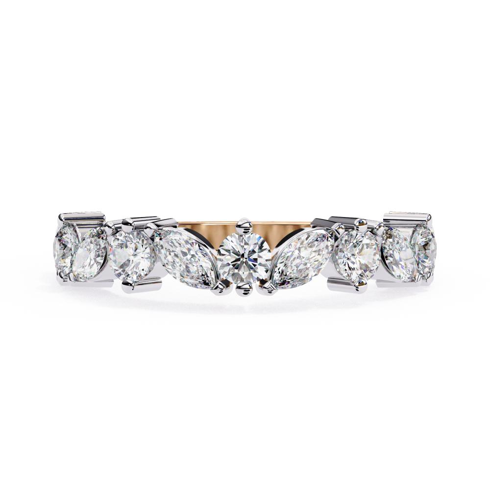 Marquise and Round Diamond Half Eternity Band in Gold