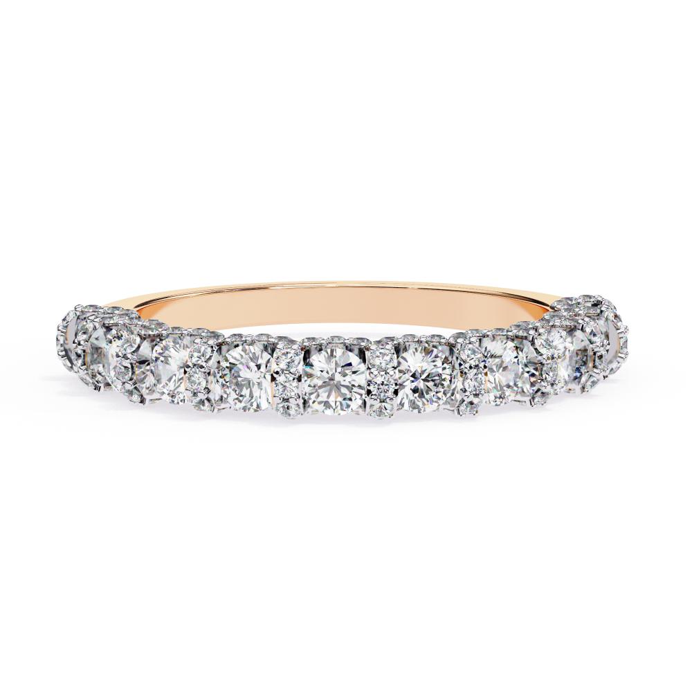 Vintage Style Round Brilliant Diamond Wedding Band in Rose Gold