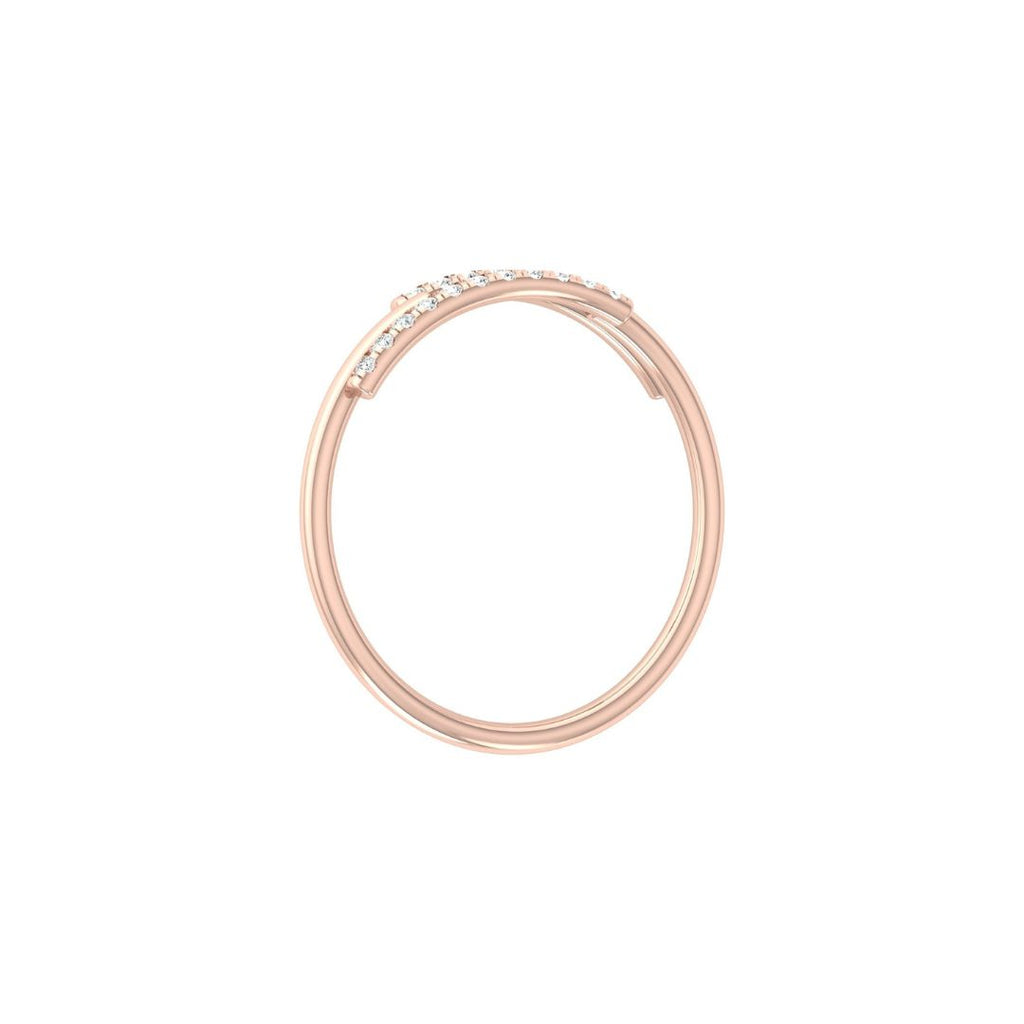 Rose Gold wedding ring with small diamonds on a white background