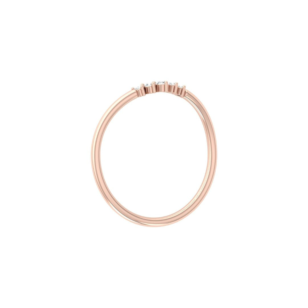 Thin rose gold diamond wedding band