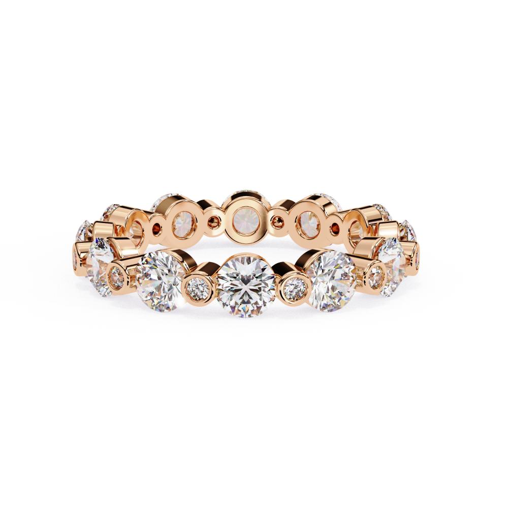 Round diamond eternity band in rose gold luxury design