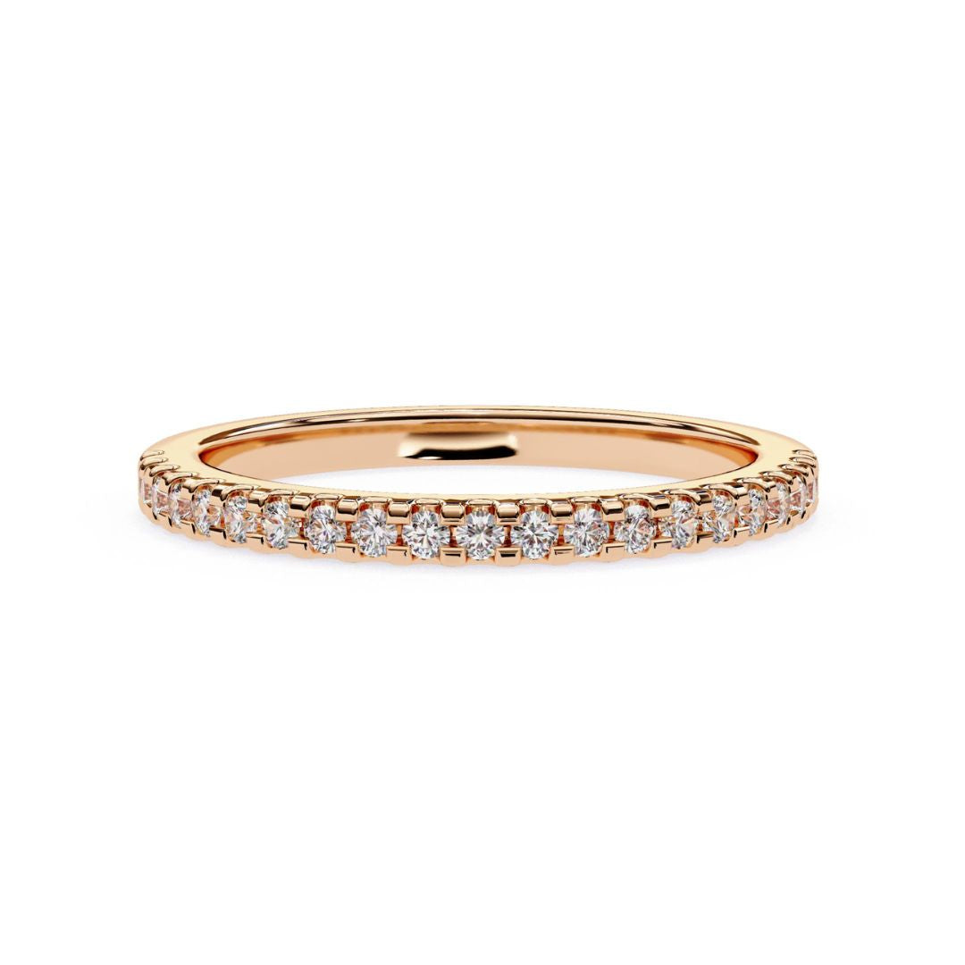 Classic rose gold diamond wedding band for women