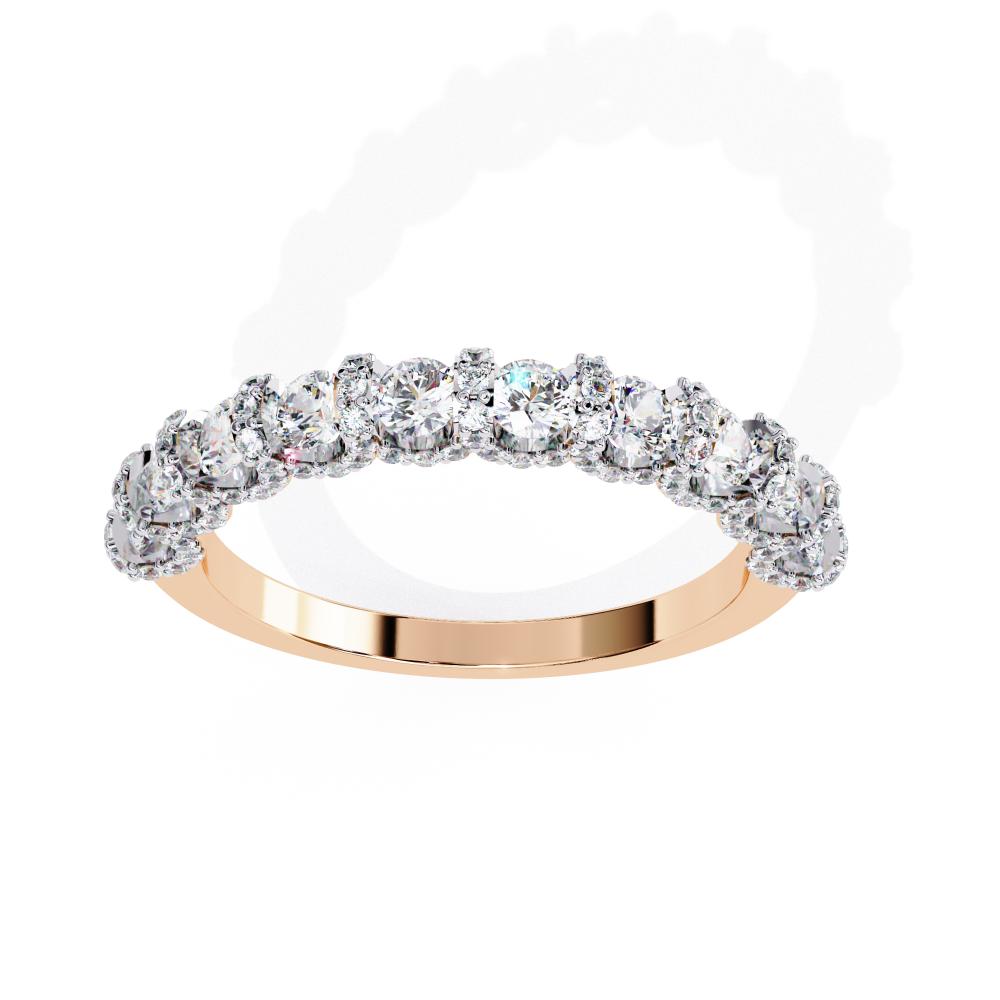 Luxury round diamond wedding band in rose gold