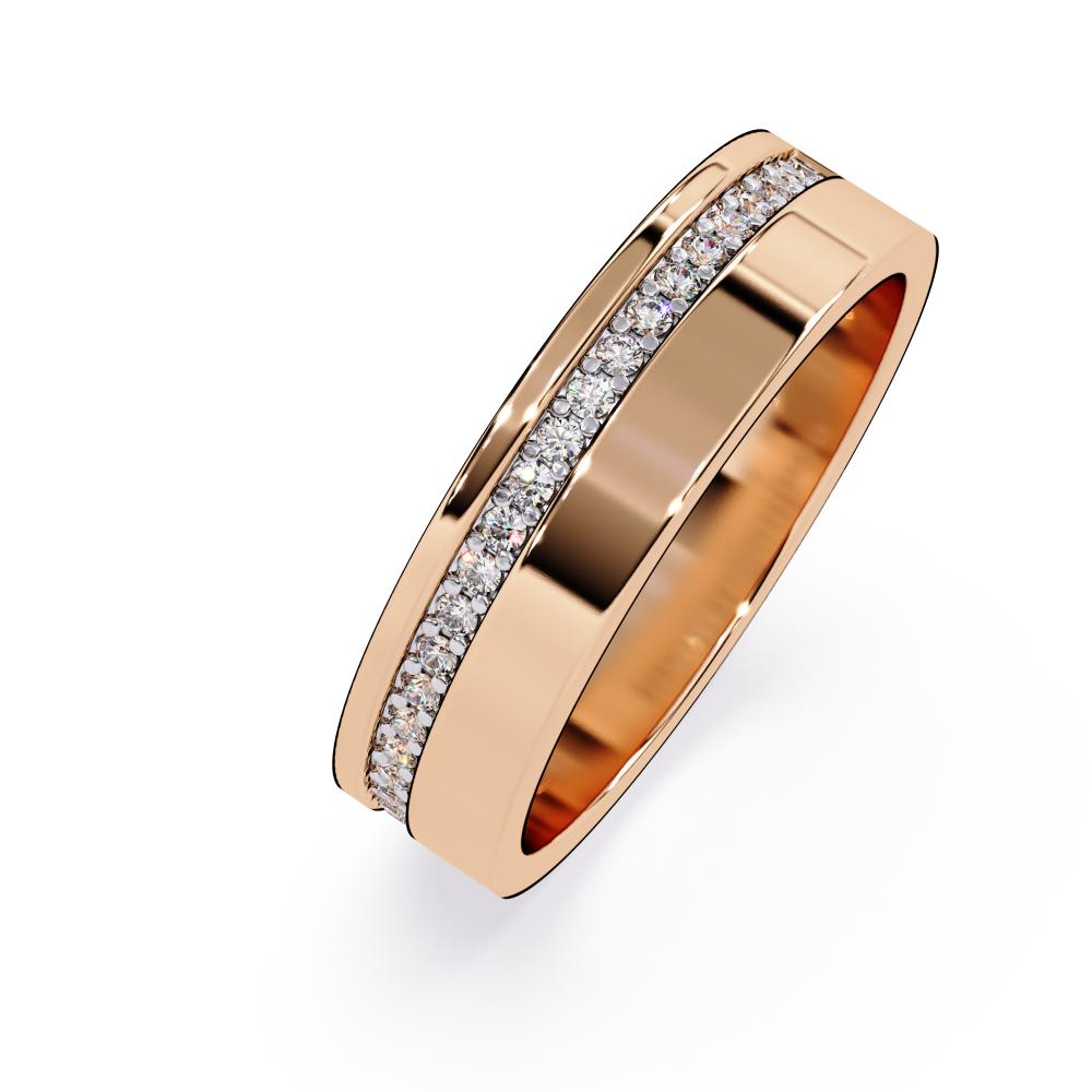 Stylish rose gold wedding band with subtle diamond detailing