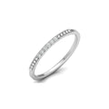 Thin diamond wedding band in white gold with vintage bead design