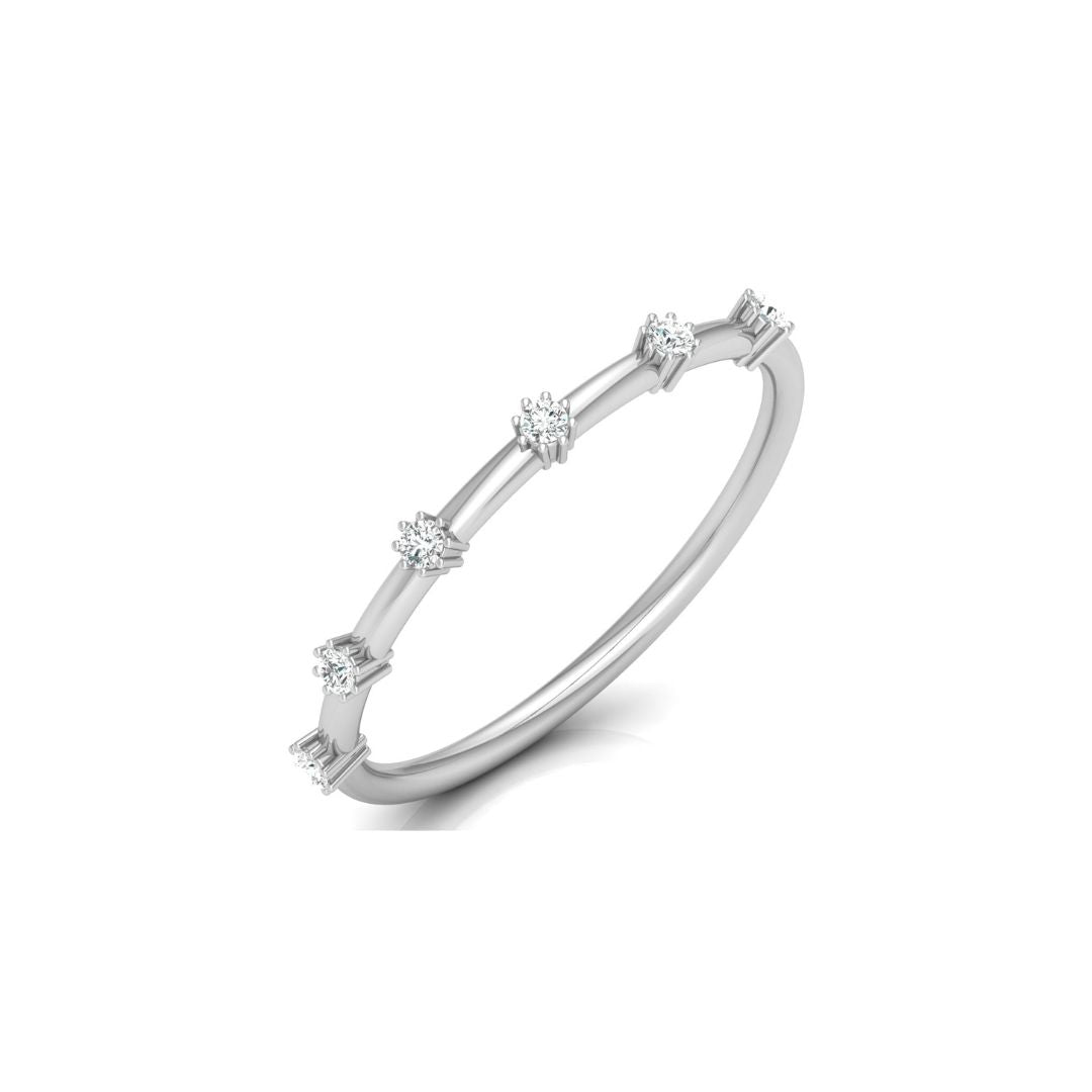 Classic Round Diamond Wedding Band in White Gold