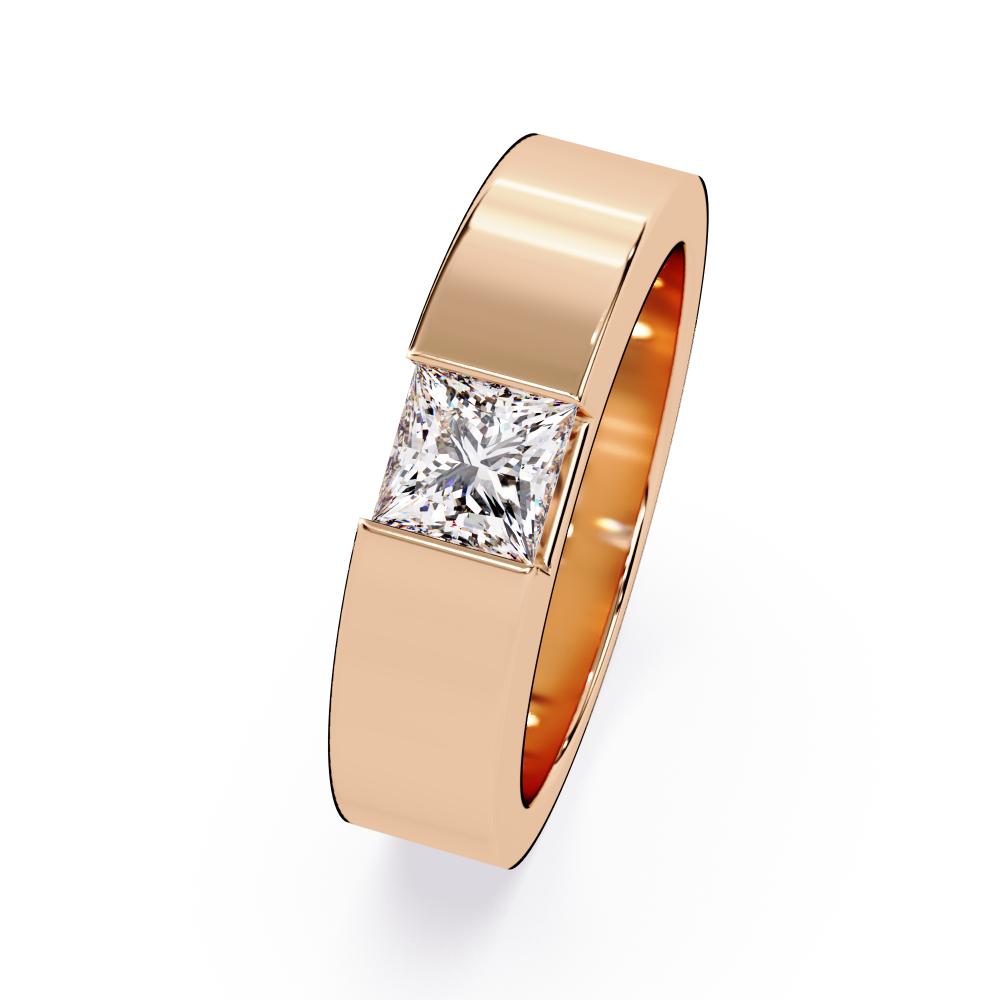 Regal princess cut diamond band with clean rose gold finish