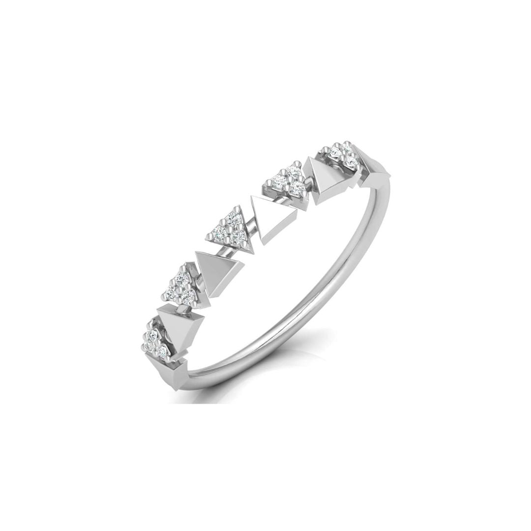 Unique triangle-pattern white gold diamond engagement band for women