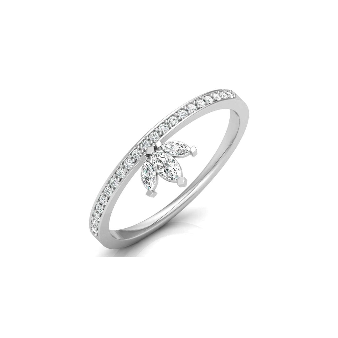 Marquise Cluster Diamond Crown Eternity Wedding Band in White Gold