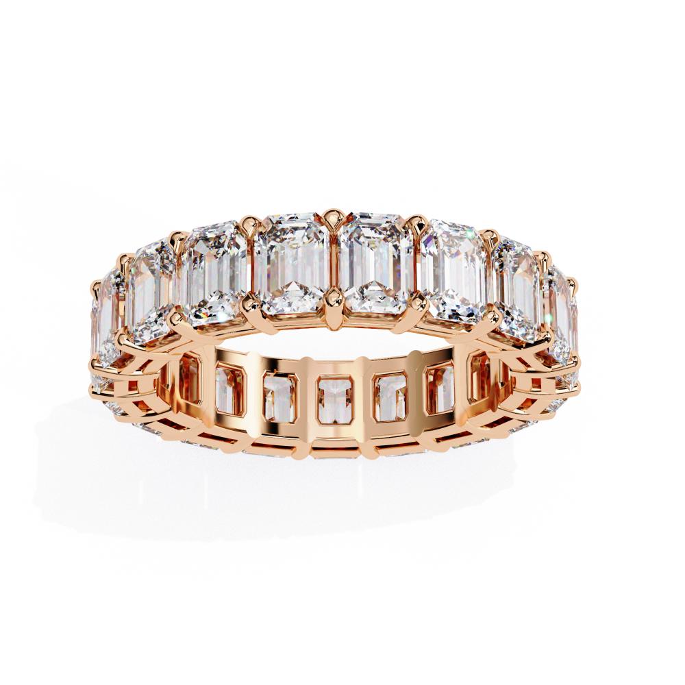 Elegant Emerald-Cut Full Eternity Diamond Band in Gold