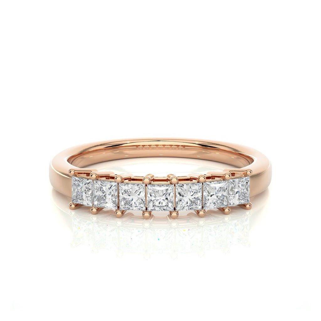 Princess-Cut Half Eternity Diamond Wedding Band in Rose Gold