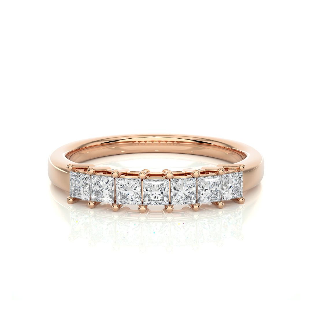 Princess-Cut Half Eternity Diamond Wedding Band in Rose Gold