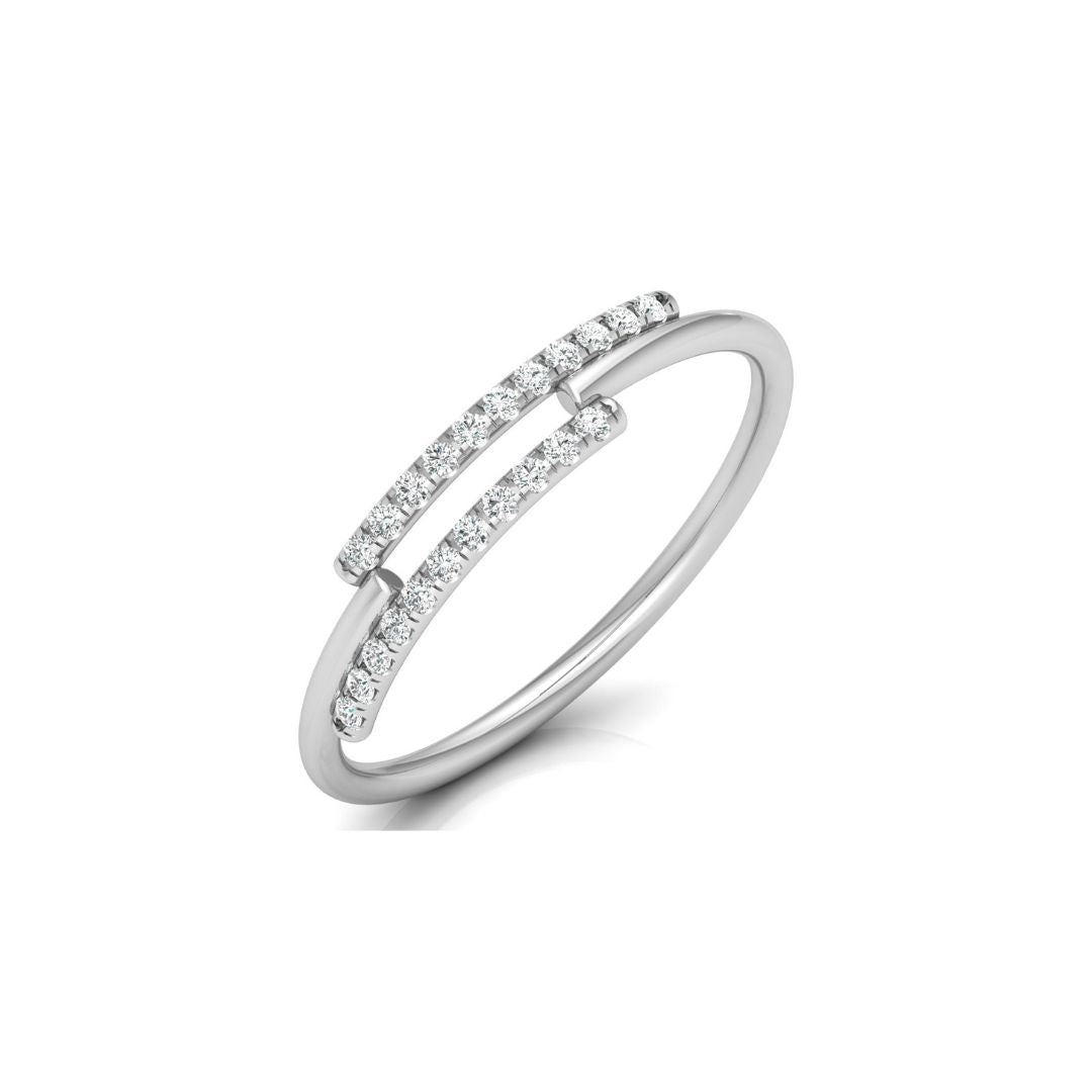 Open Double-Row Round Diamond Band Ring in White Gold