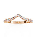 Round cut diamond chevron band in rose gold