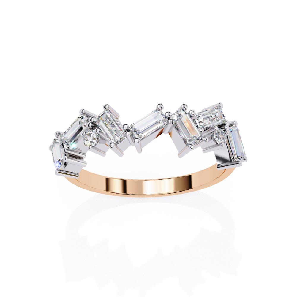 Geometric Diamond Band with Baguette & Round Cuts in Gold