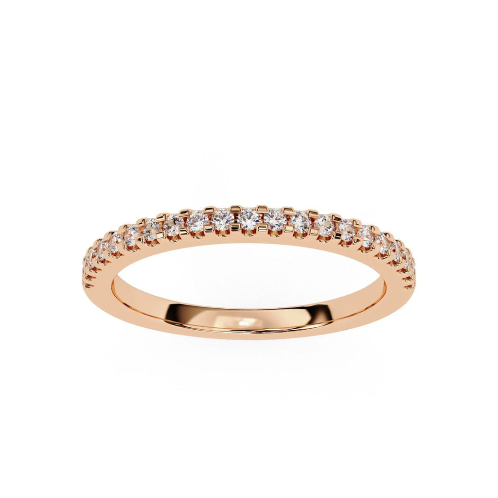 Dainty rose gold diamond band with sparkling pave diamonds