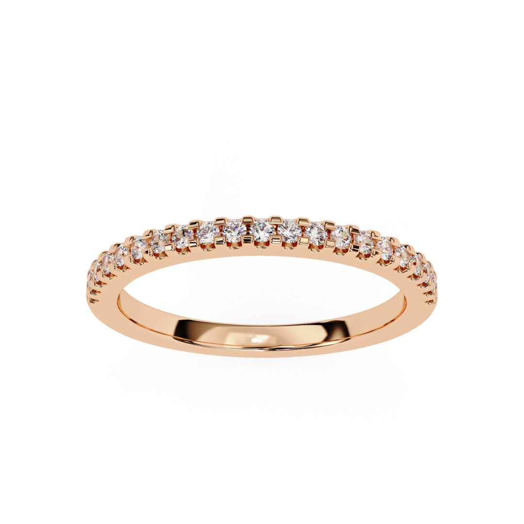 Dainty rose gold diamond band with sparkling pave diamonds