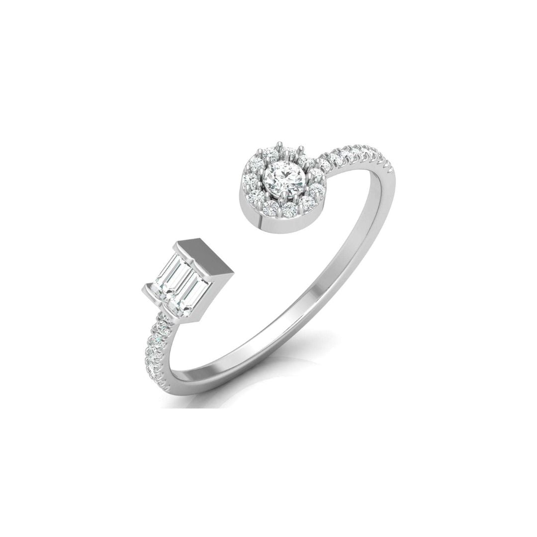 Unique shape white gold diamond ring for women