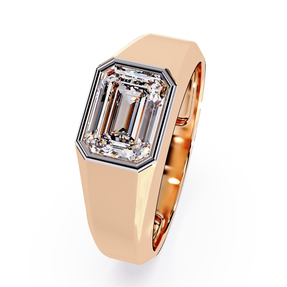 Emerald-Cut Diamond Bezel Gold Band