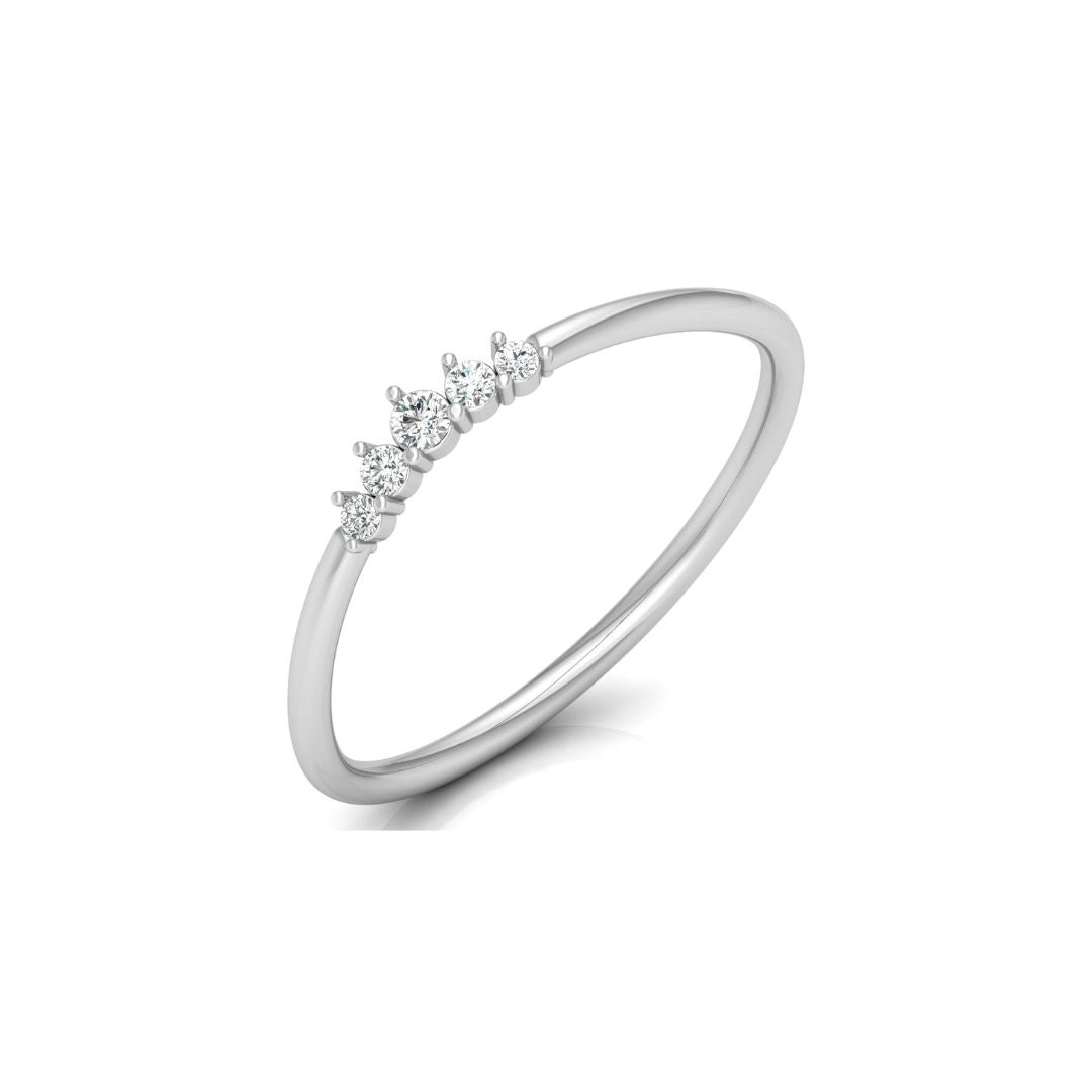 Elegant five-stone white gold diamond wedding band for women