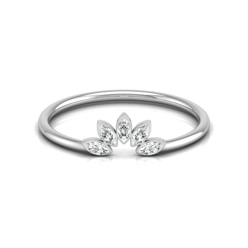 Leaf shape diamond ring for women in white gold