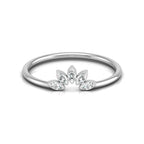 Leaf shape diamond ring for women in white gold
