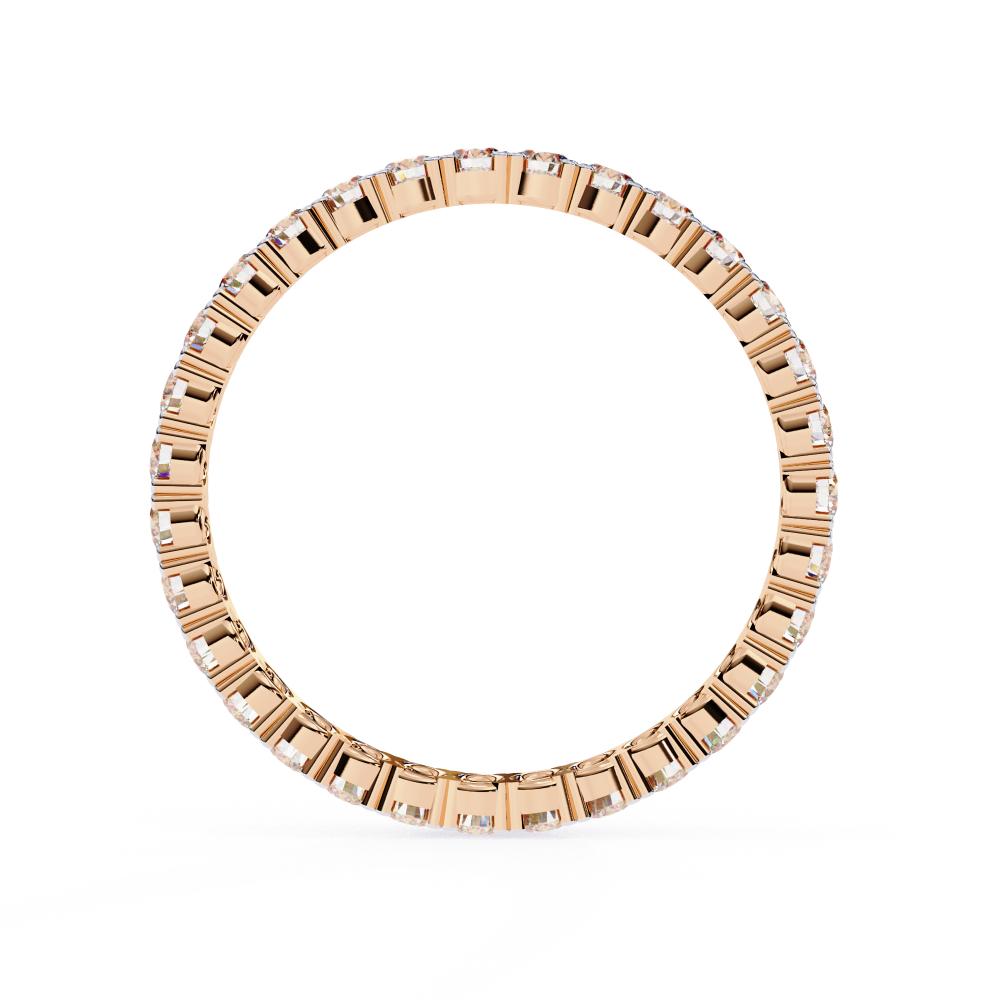 Round diamond wedding band in rose gold