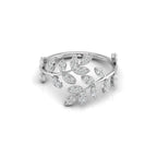 Leaf Shape Diamond Wedding Ring in White Gold