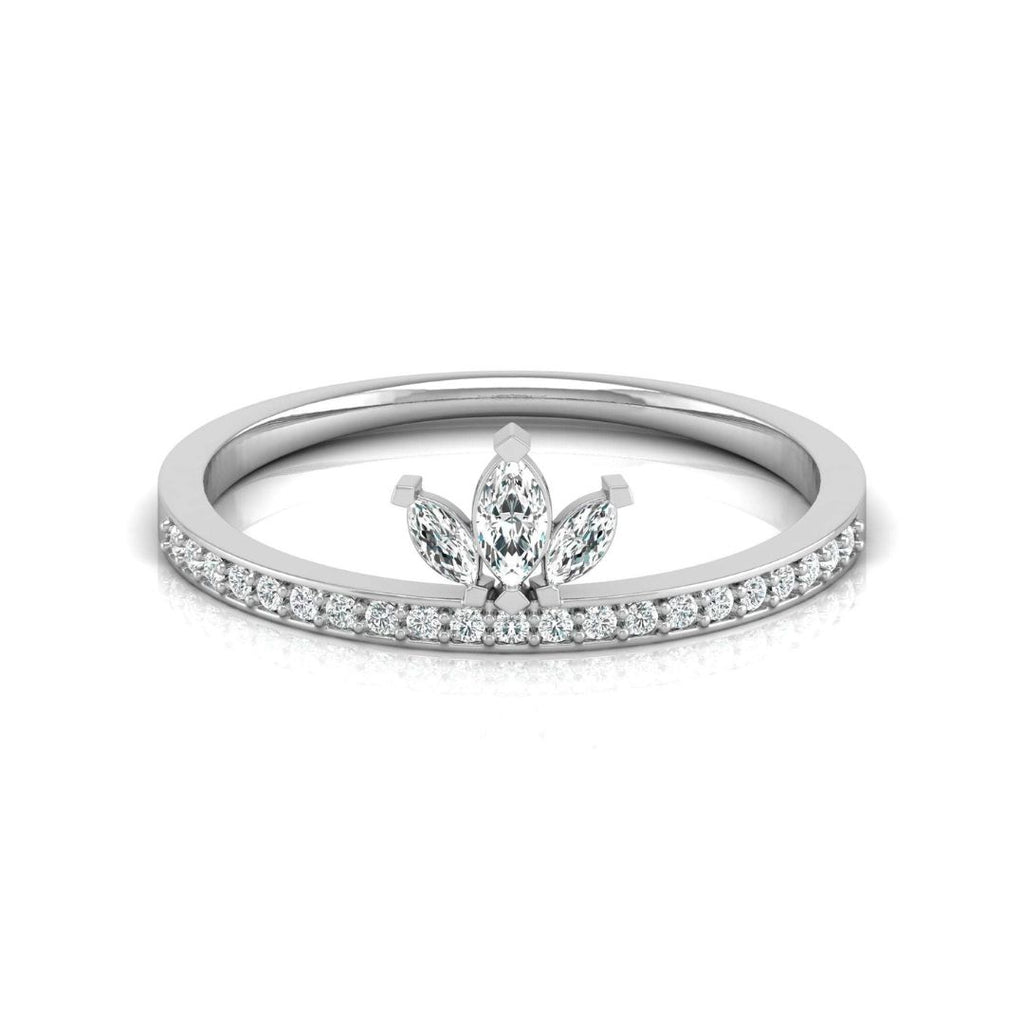 Crown Diamond Wedding Band in White Gold