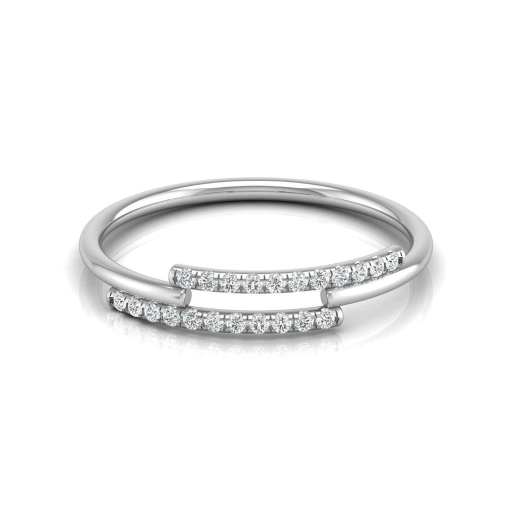 Open Double-Row Round Diamond Wedding Band Ring in White Gold