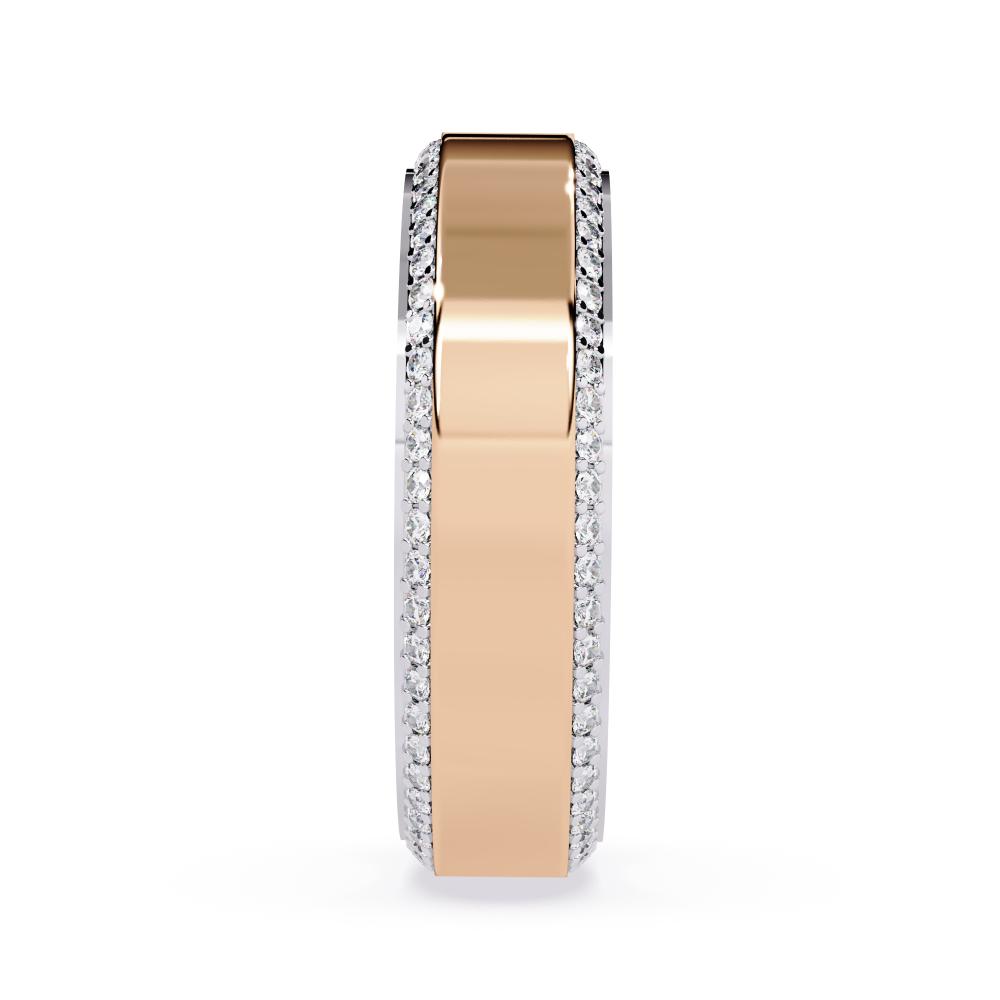 Rose Gold diamond wedding band with subtle pavé edge detailing