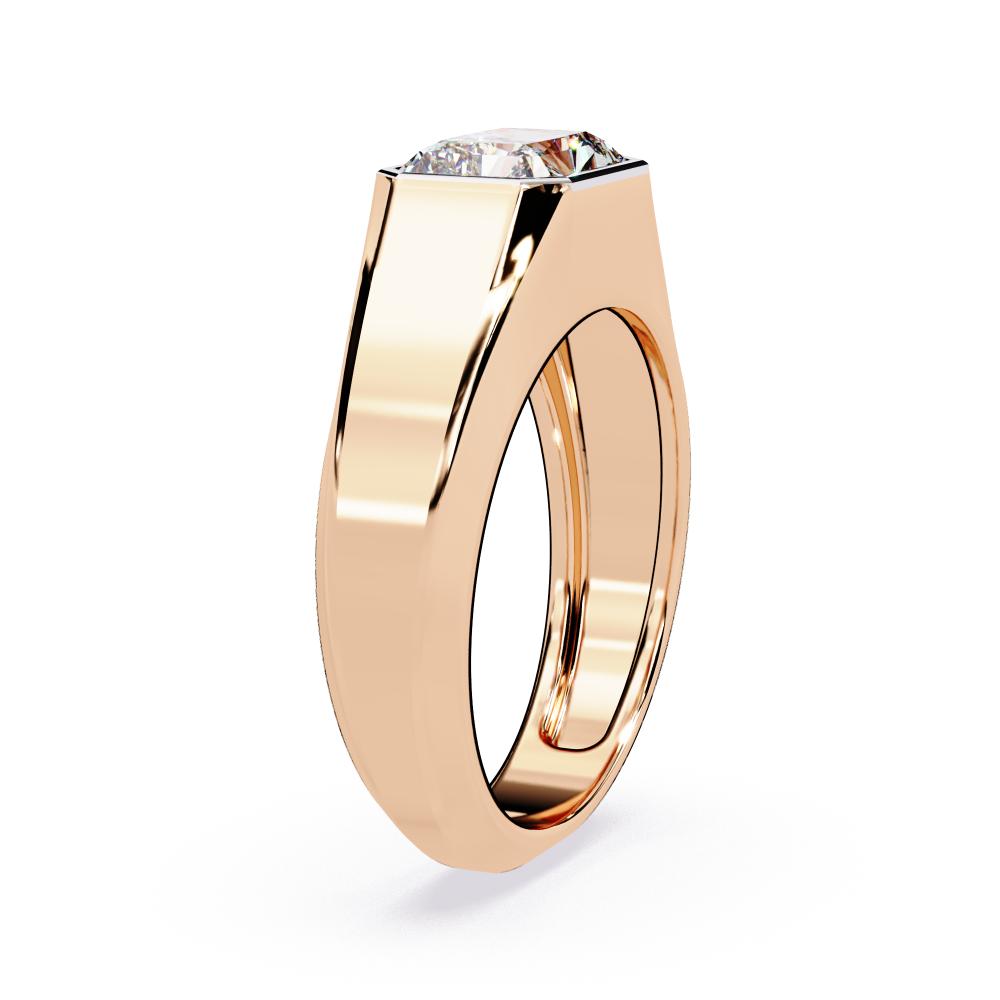 Radiant cut diamond bezel band in rose gold