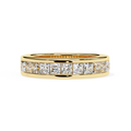 Princess cut diamond eternity wedding band in yellow gold