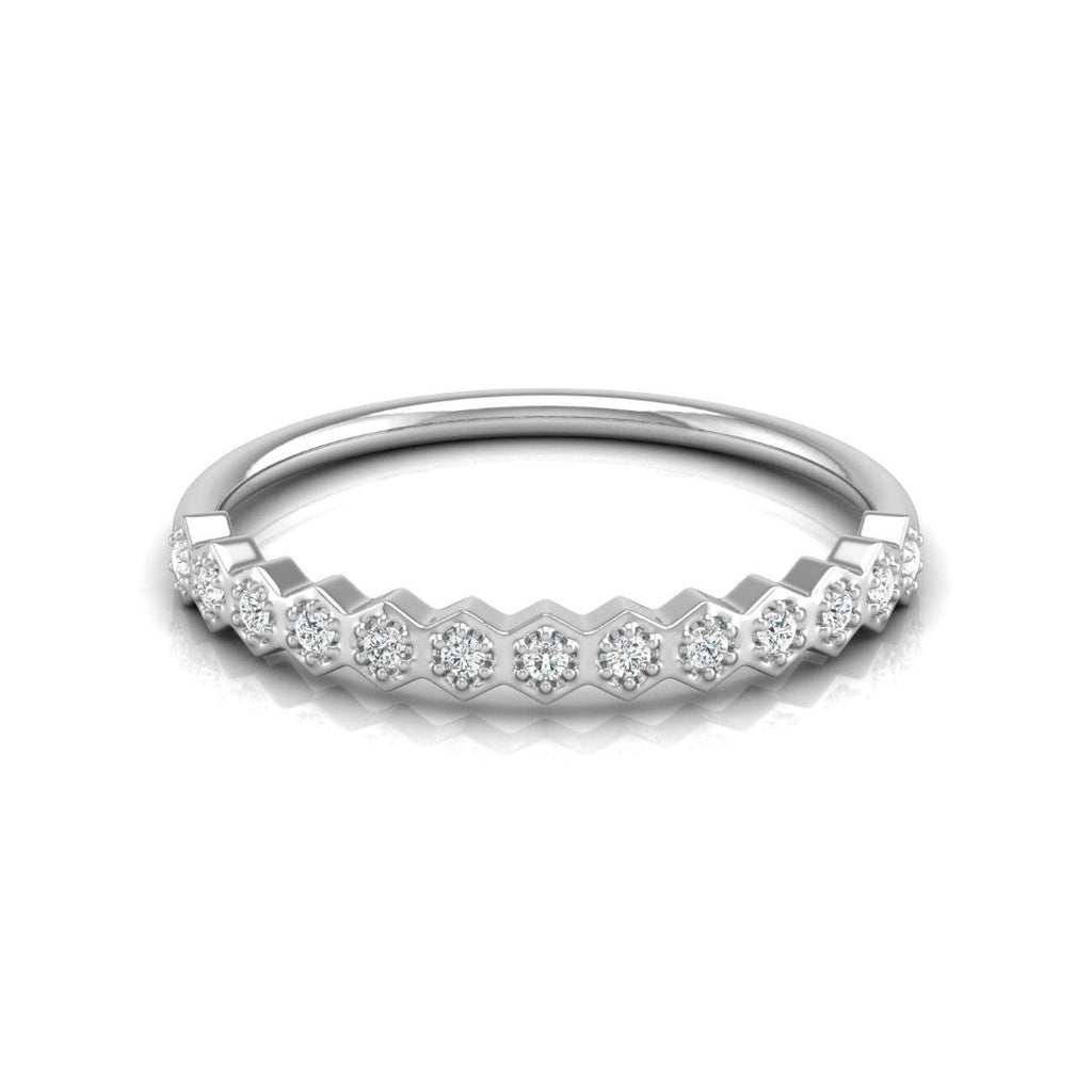 Dainty white gold wedding ring with sparkling round diamonds