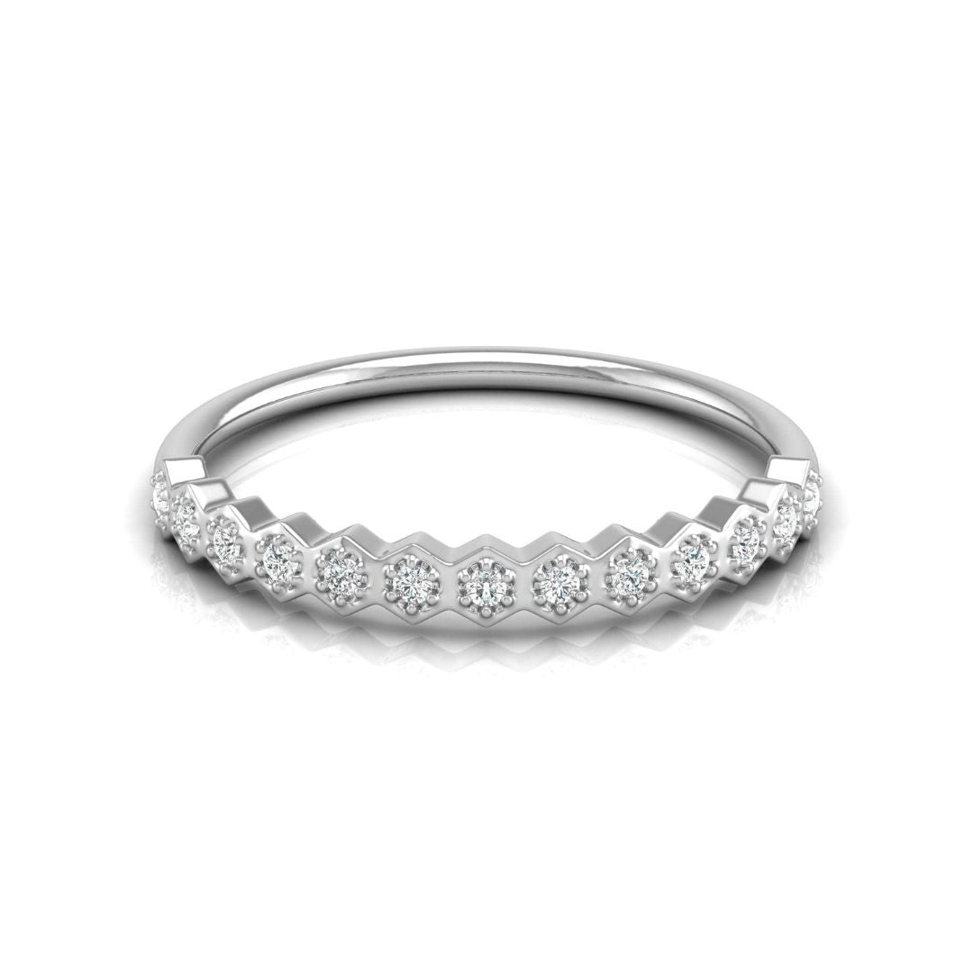 Dainty white gold wedding ring with sparkling round diamonds