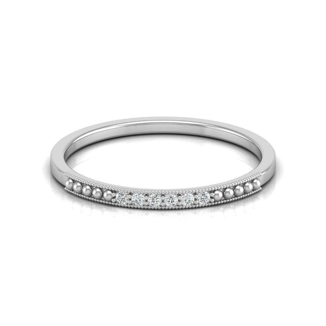 The Classic Beaded Diamond Wedding Band in Gold