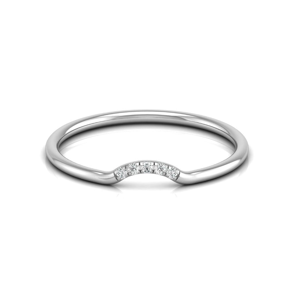 Affordable White Gold ring with small diamonds on a white background