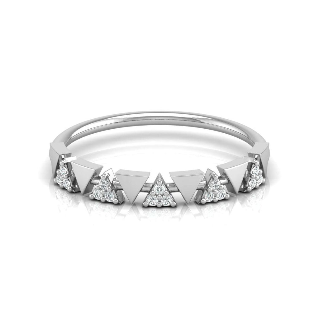 Trendy geometric diamond engagement band in white gold