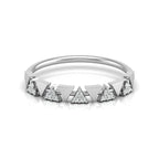Trendy geometric diamond engagement band in white gold