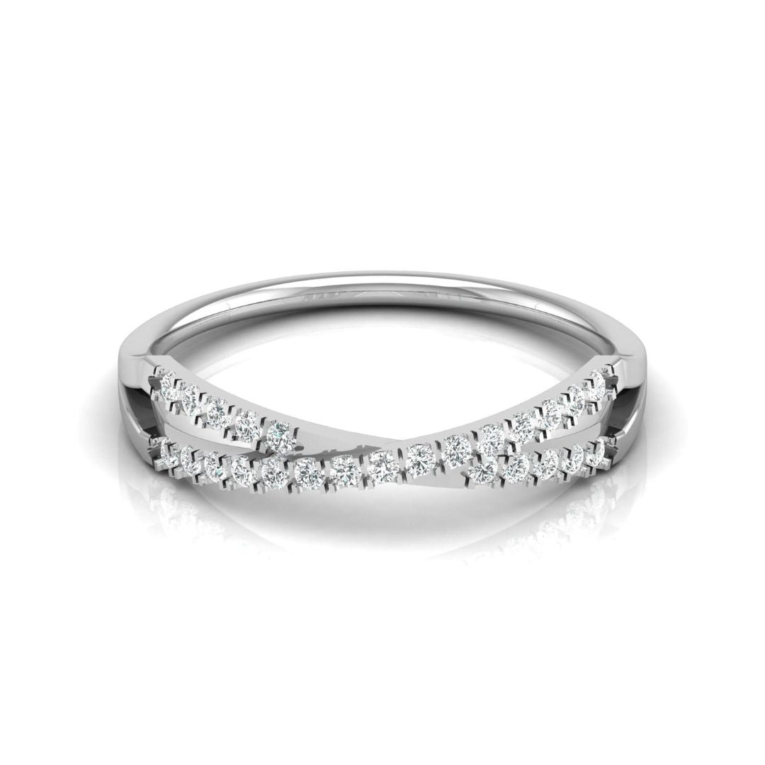 Crossover Round Diamond Band Ring in Gold